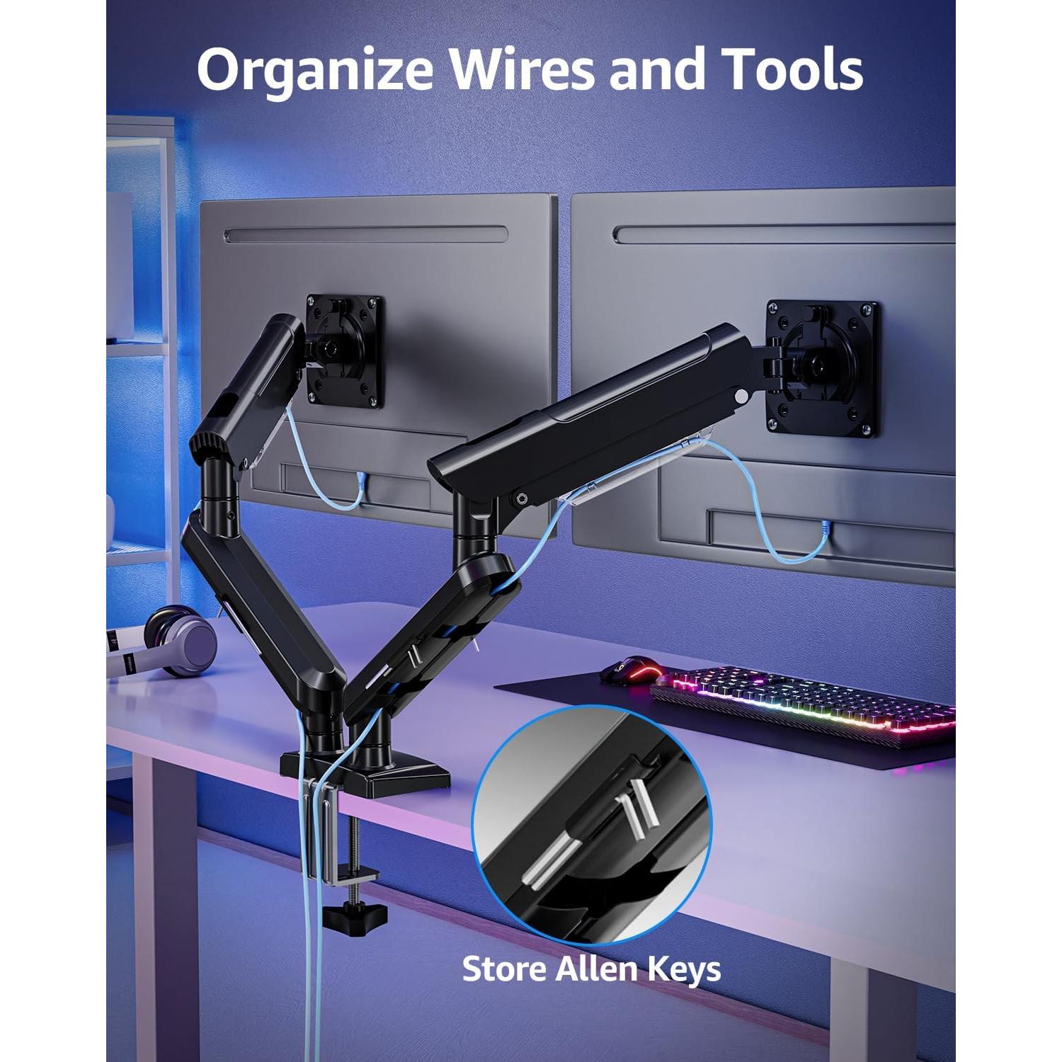 Soporte Doble para Monitores MOUNTUP 13-32" Ajustable Negro