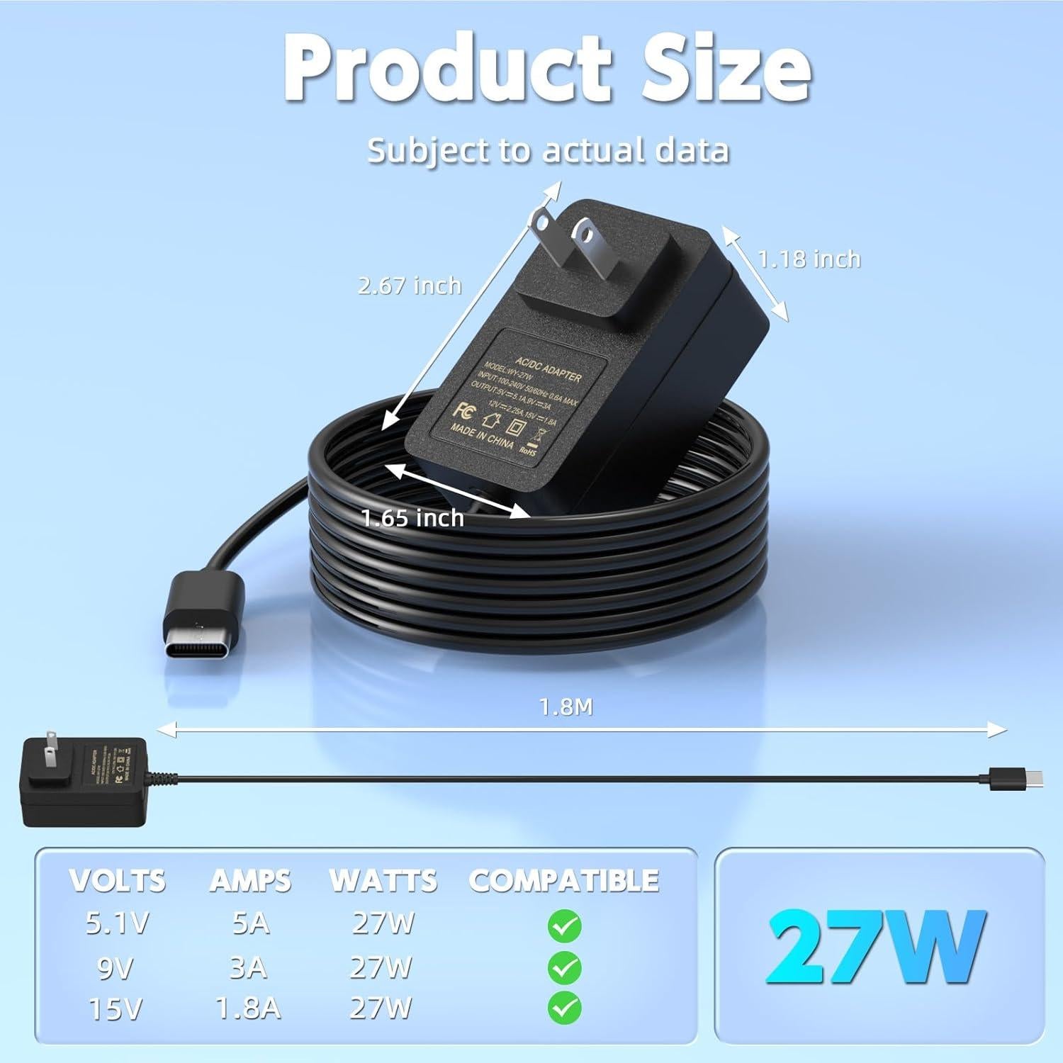 Fuente de Poder USB-C 27W para Raspberry Pi 5 - 5V 5.1A