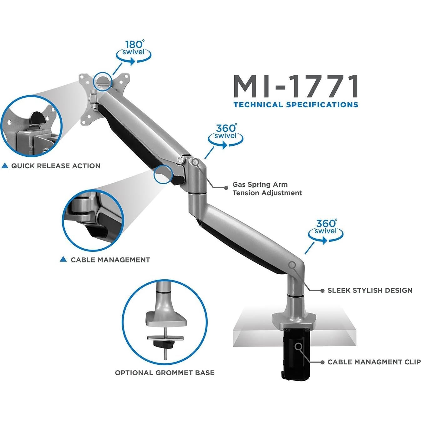 Soporte Monitor Mount-It! MI-1771 Ajustable 9,07 kg