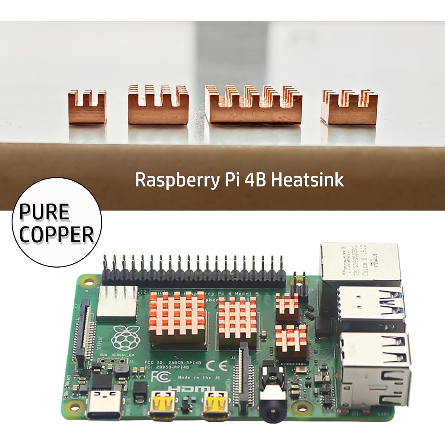 Disipador de Calor de Cobre para Raspberry Pi 4B - 4 Piezas