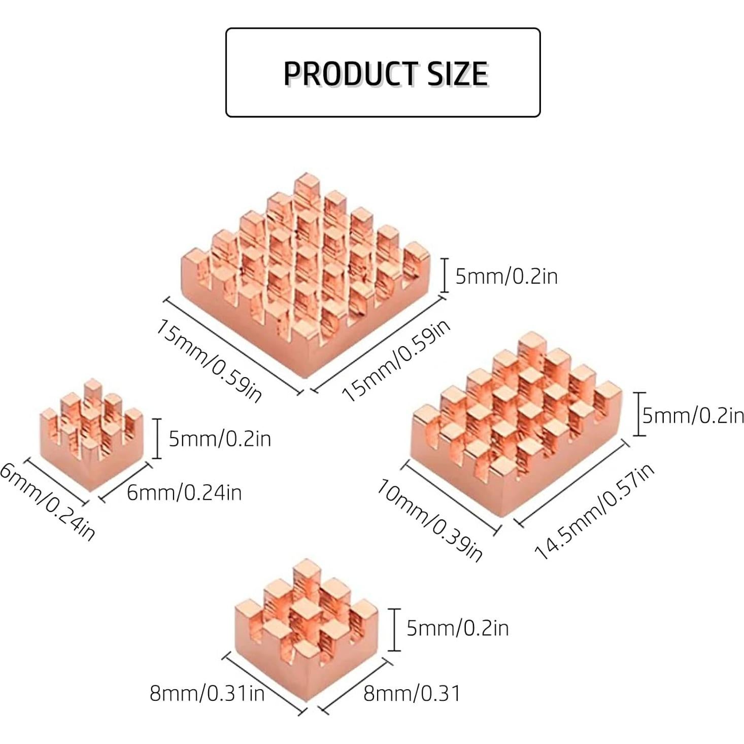 Disipador de Calor de Cobre para Raspberry Pi 4B - 4 Piezas