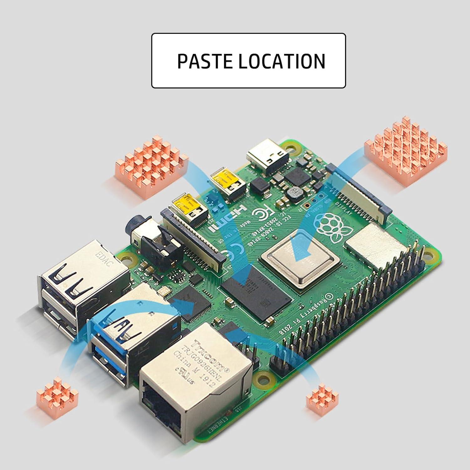 Disipador de Calor de Cobre para Raspberry Pi 4B - 4 Piezas