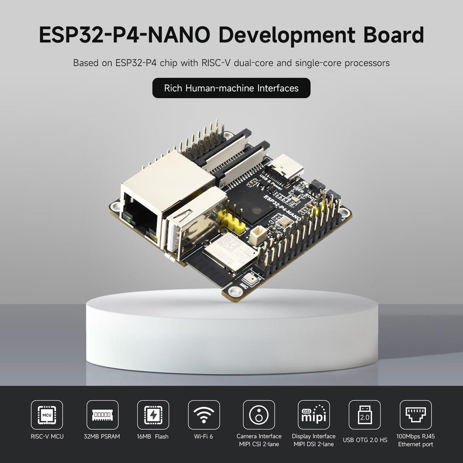 Placa de Desarrollo Waveshare ESP32-P4-NANO con Cámara RPi
