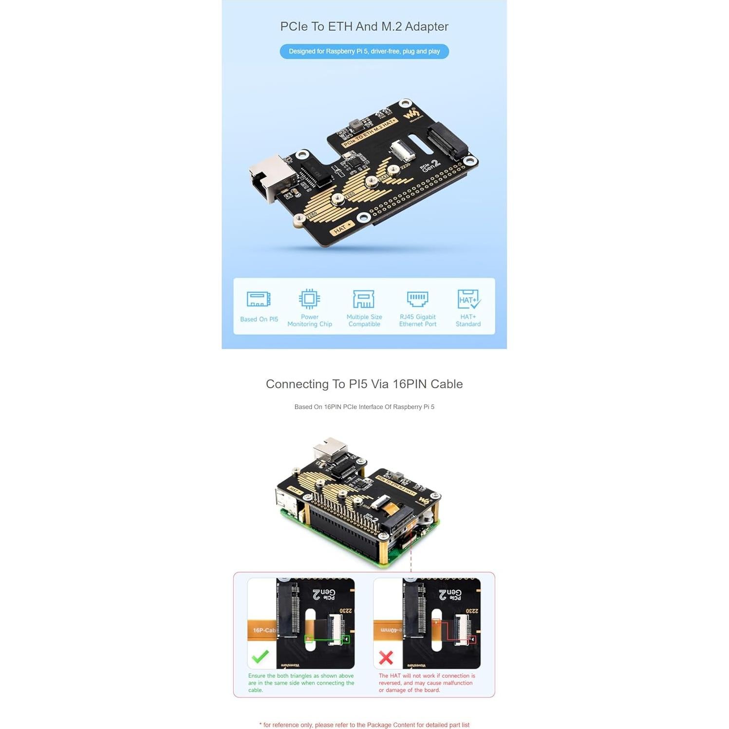 Adaptador PCIe a ETH y M.2 Coolwell para Raspberry Pi 5