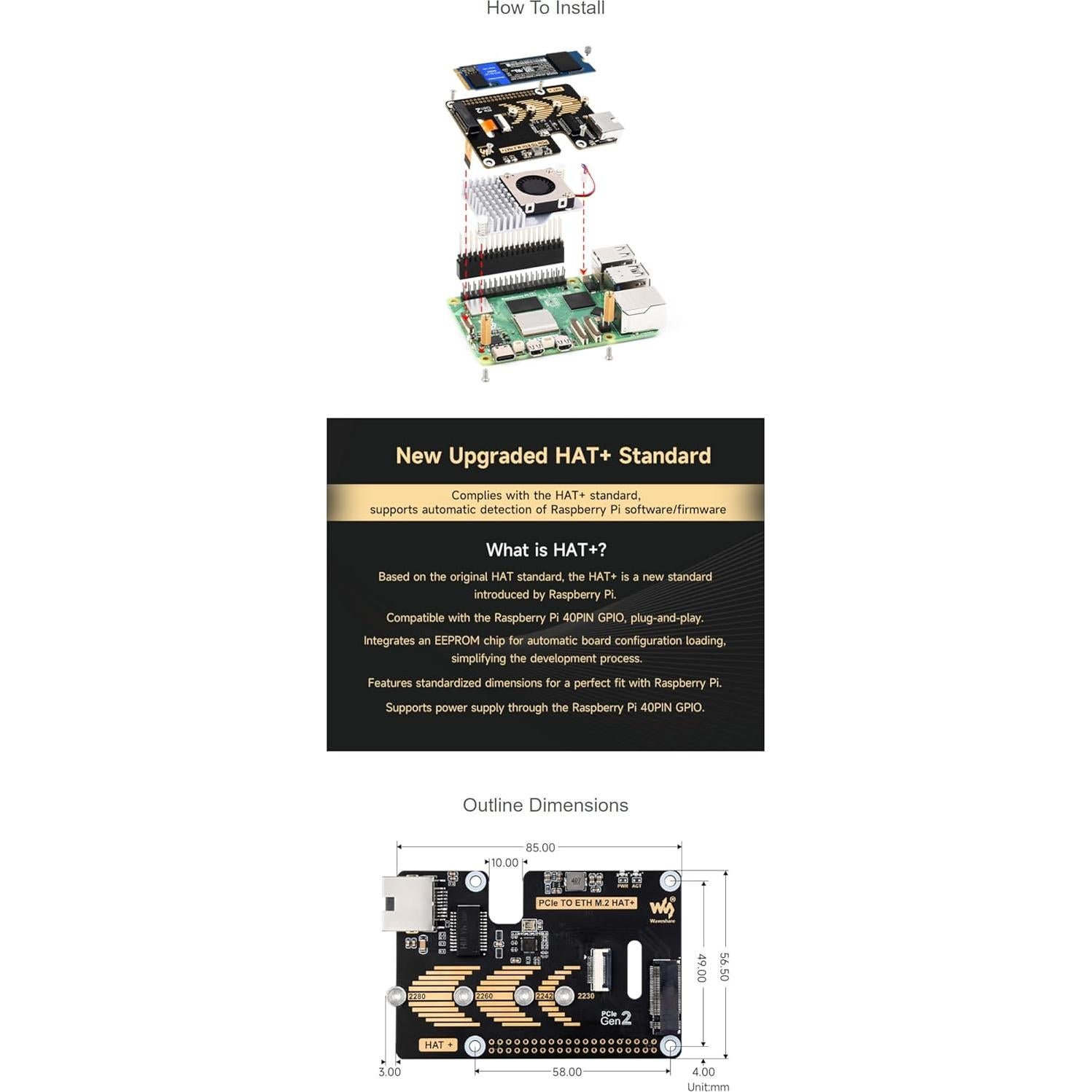 Adaptador PCIe a ETH y M.2 Coolwell para Raspberry Pi 5