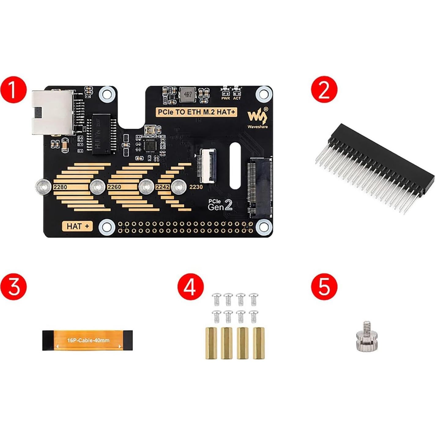 Adaptador PCIe a ETH y M.2 Coolwell para Raspberry Pi 5