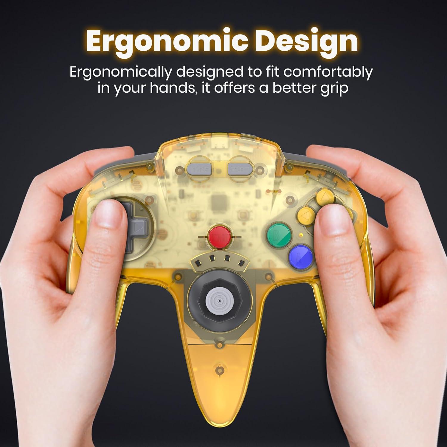 Controlador Inalámbrico N64 SAFFUN para Switch Online Amarillo