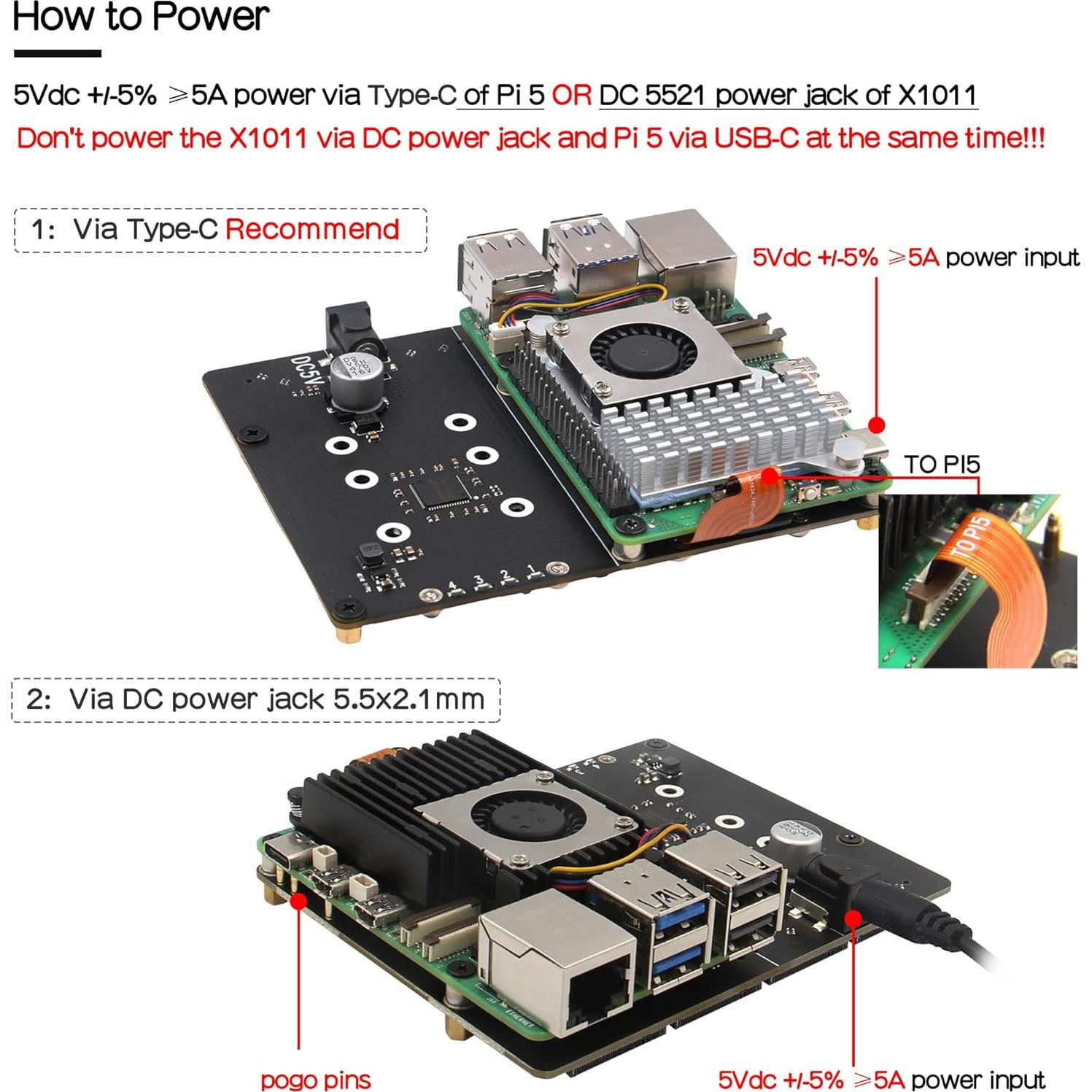 Geekworm X1011 PCIe a Cuádruple M.2 NVMe para Raspberry Pi 5