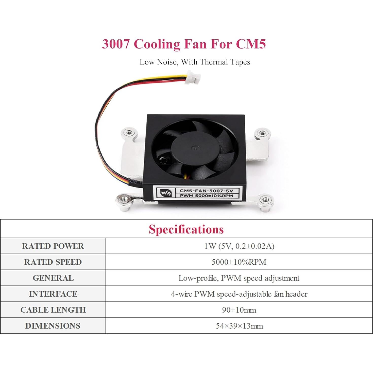 Ventilador de Refrigeración 3007 UeeKKoo para Raspberry Pi CM5