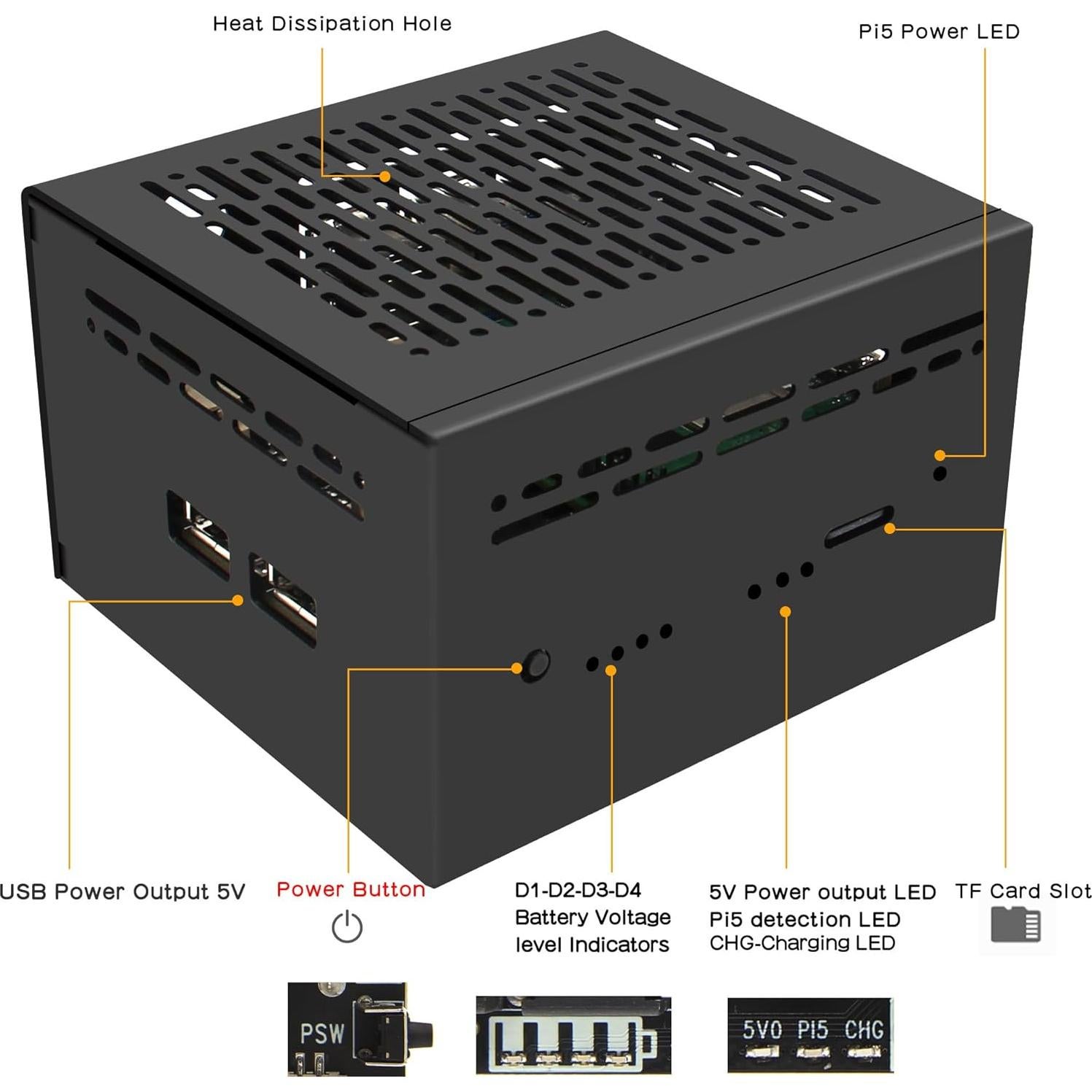 Caja Metal Geekworm X1202-C1 + Enfriador H505 + Adaptador 12V 5A