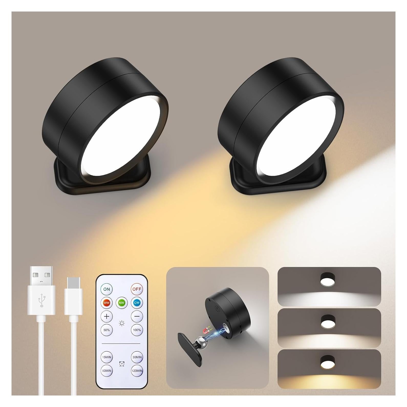 Luces de Pared LED Brightown, 2 Luces Recargables USB