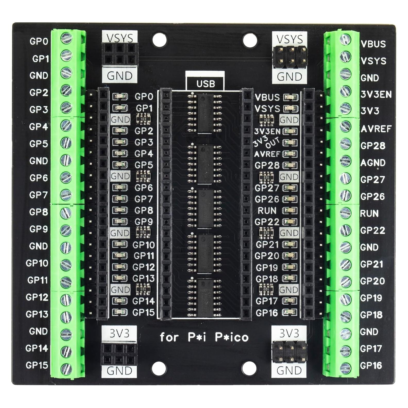 Placa de expansión Raspberry Pi Pico H W GPIO 1 LED 3 bloques