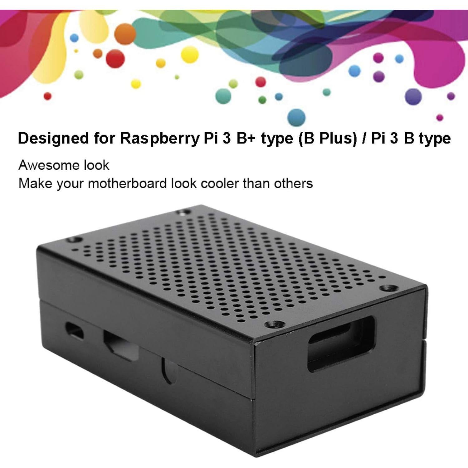 Carcasa de Aluminio ASHATA para Raspberry Pi 3 B+ / 3B - Negro