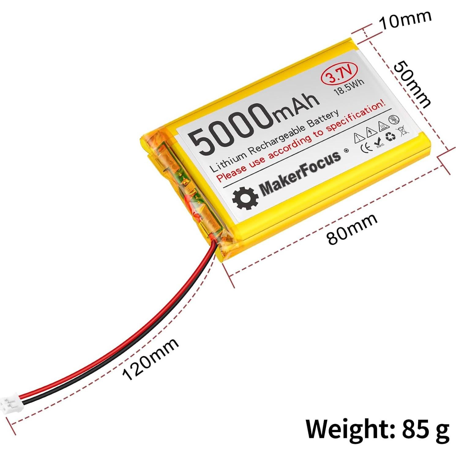 Batería de Polímero de Litio 3.7V 5000mAh YELUFT con Protección