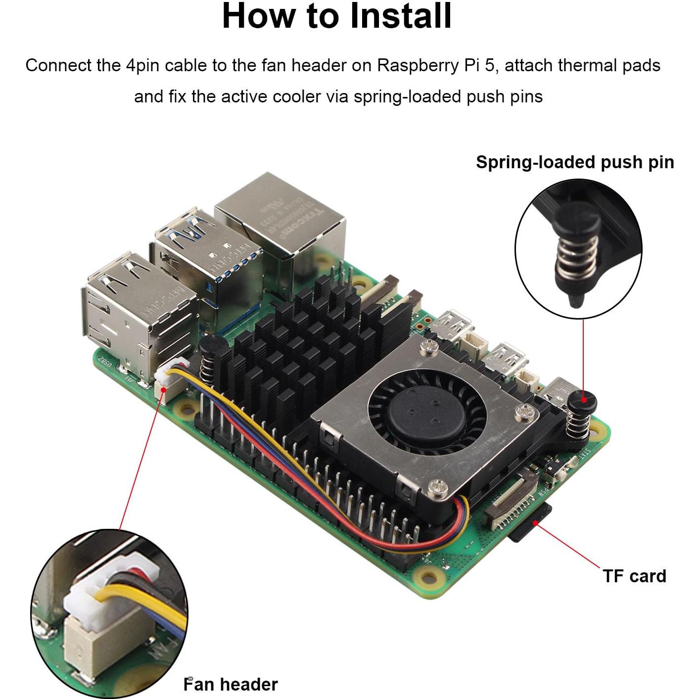 Enfriador Activo de Aluminio ZDE para Raspberry Pi 5 4GB/8GB