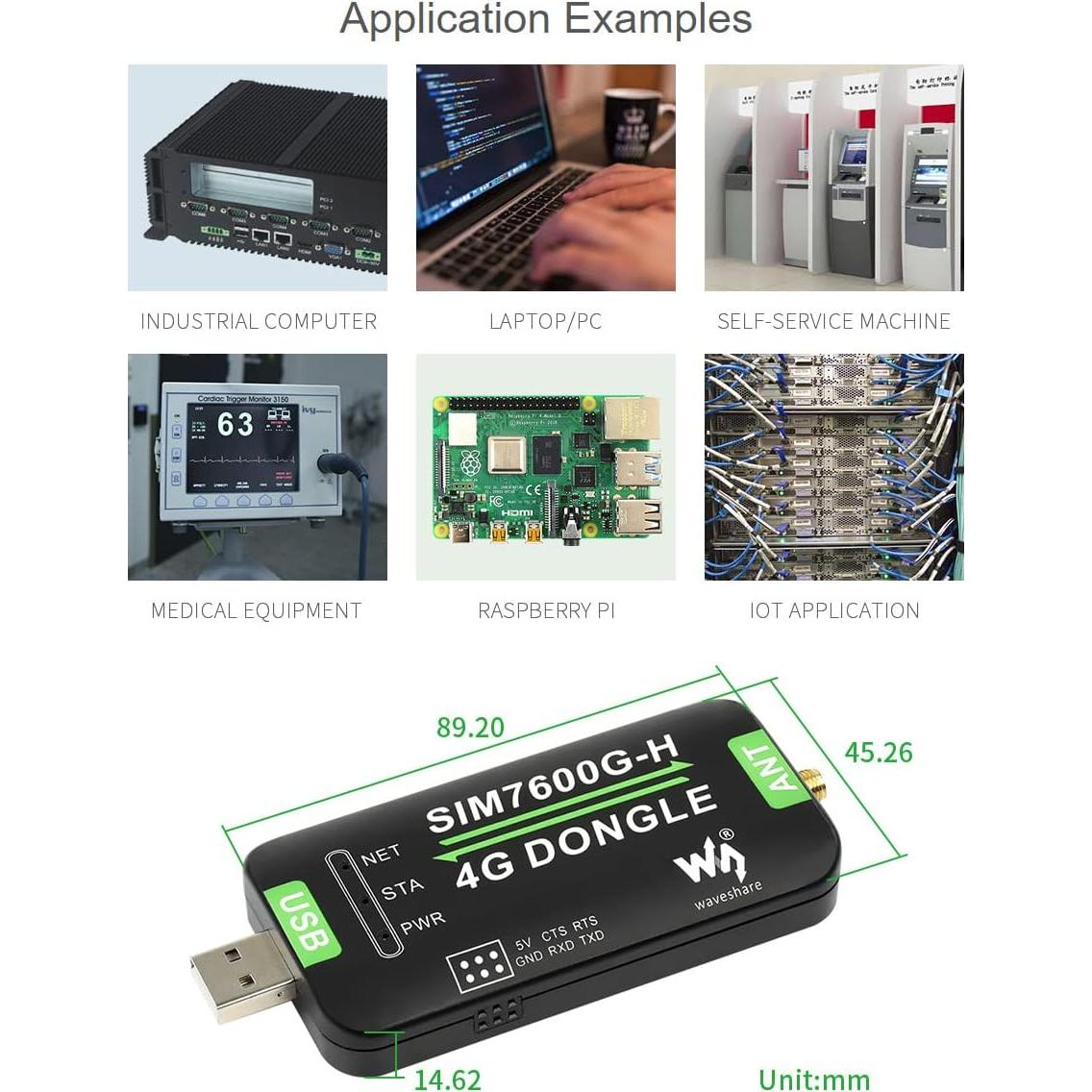 Dongle 4G Waveshare SIM7600G-H con Antena GNSS