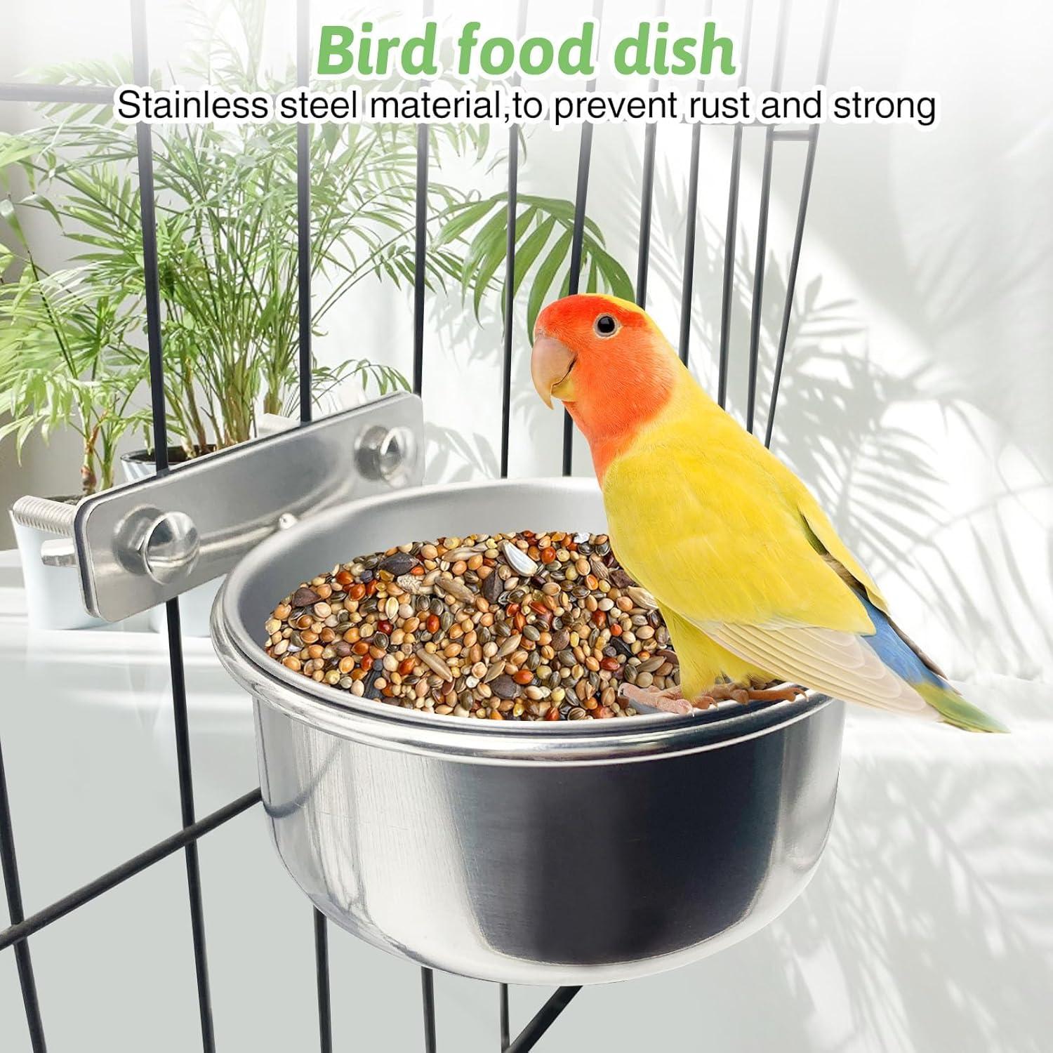 Hamiledyi Tazón Acero Inoxidable para Aves 10 cm Doble Tornillo