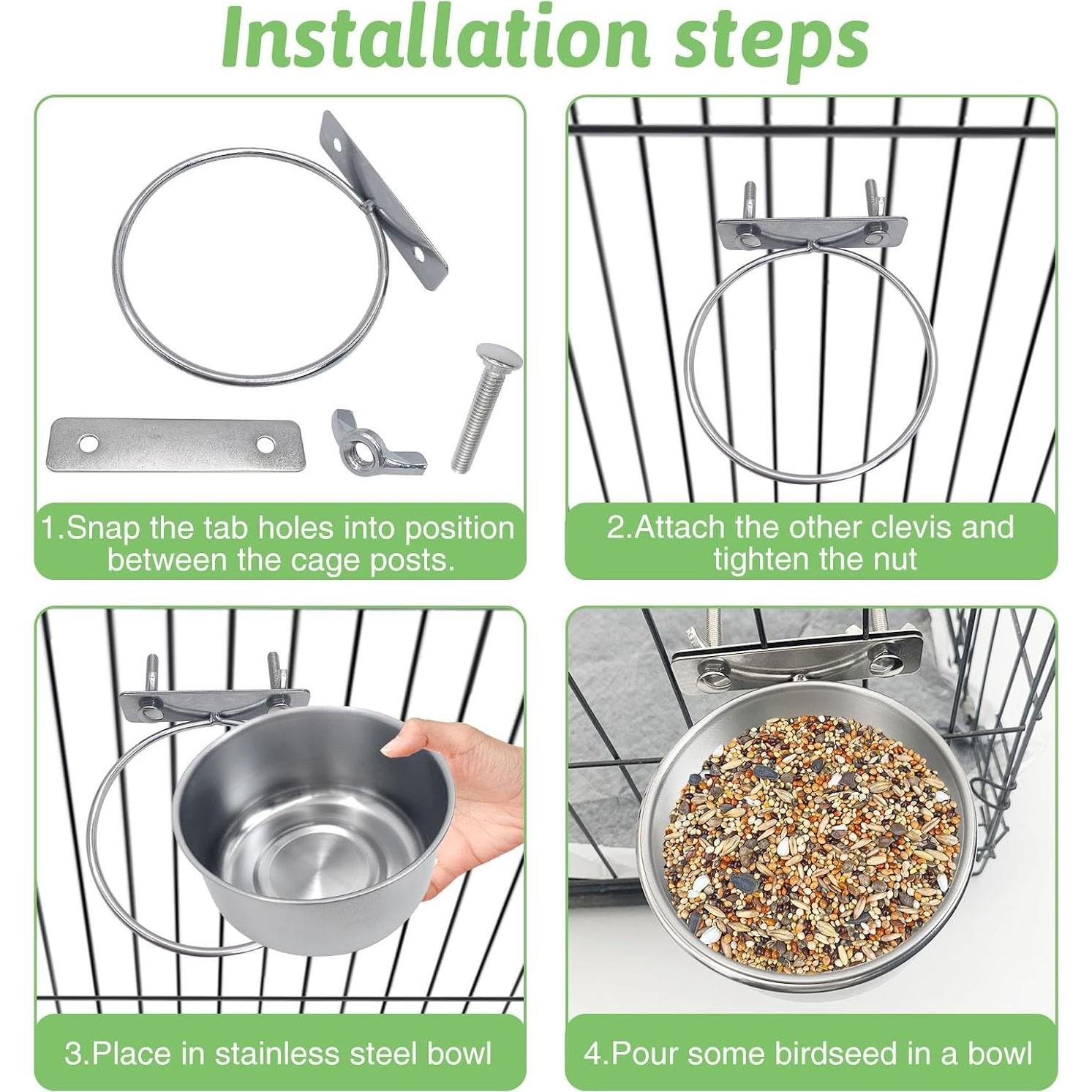 Hamiledyi Tazón Acero Inoxidable para Aves 10 cm Doble Tornillo
