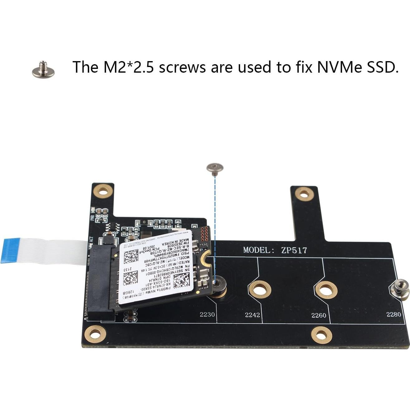 Kit de Separadores M2.5 ZDE con Tornillos y Cables FFC para Raspberry Pi