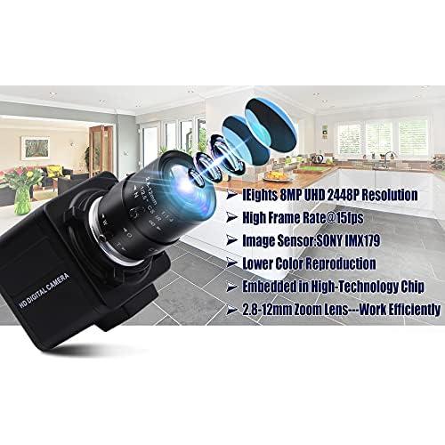 Cámara USB 8MP Varifocal 2.8-12mm Webcam para PC