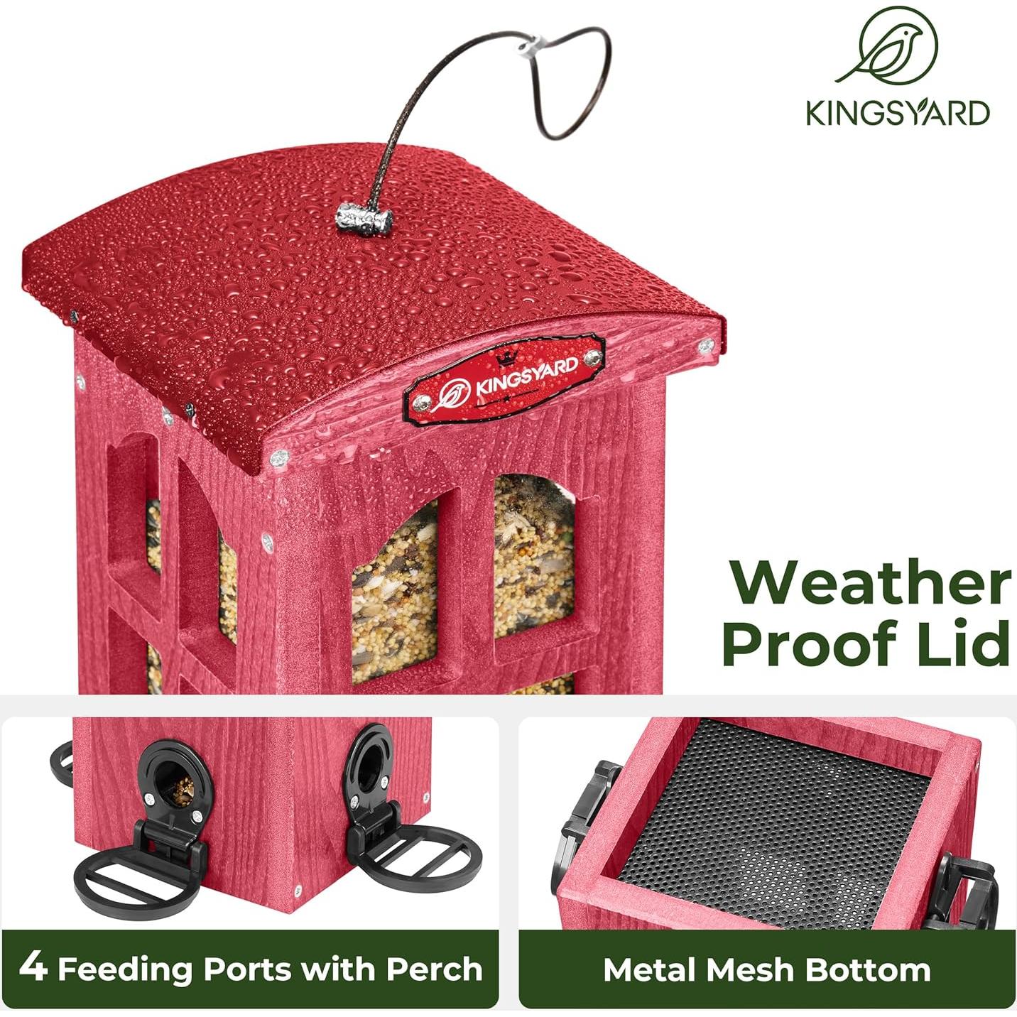 Comedero para Aves Kingsyard Rojo a Prueba de Lluvia 1.59kg