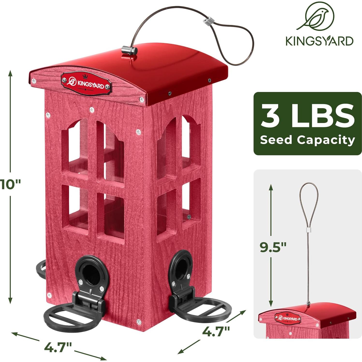 Comedero para Aves Kingsyard Rojo a Prueba de Lluvia 1.59kg