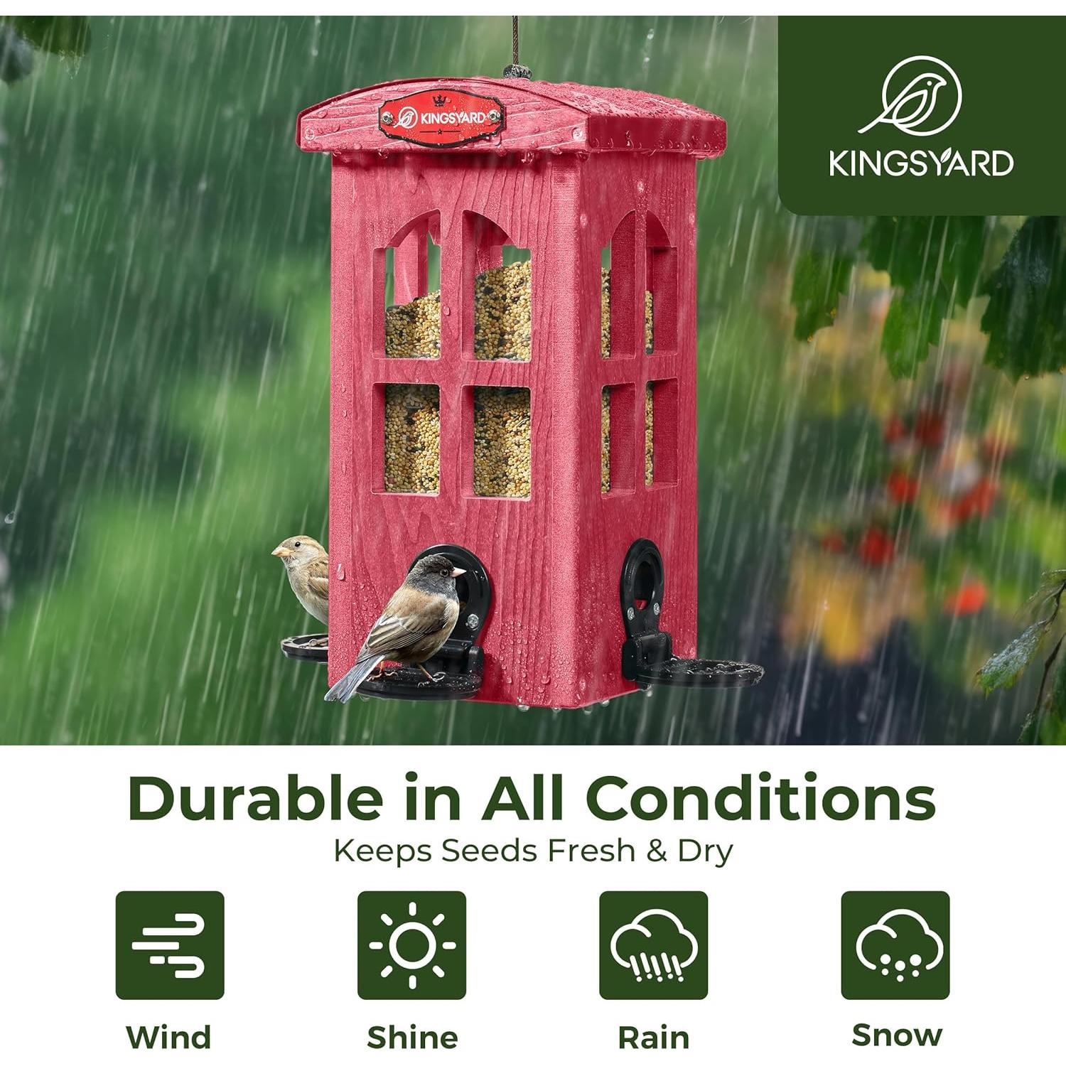 Comedero para Aves Kingsyard Rojo a Prueba de Lluvia 1.59kg