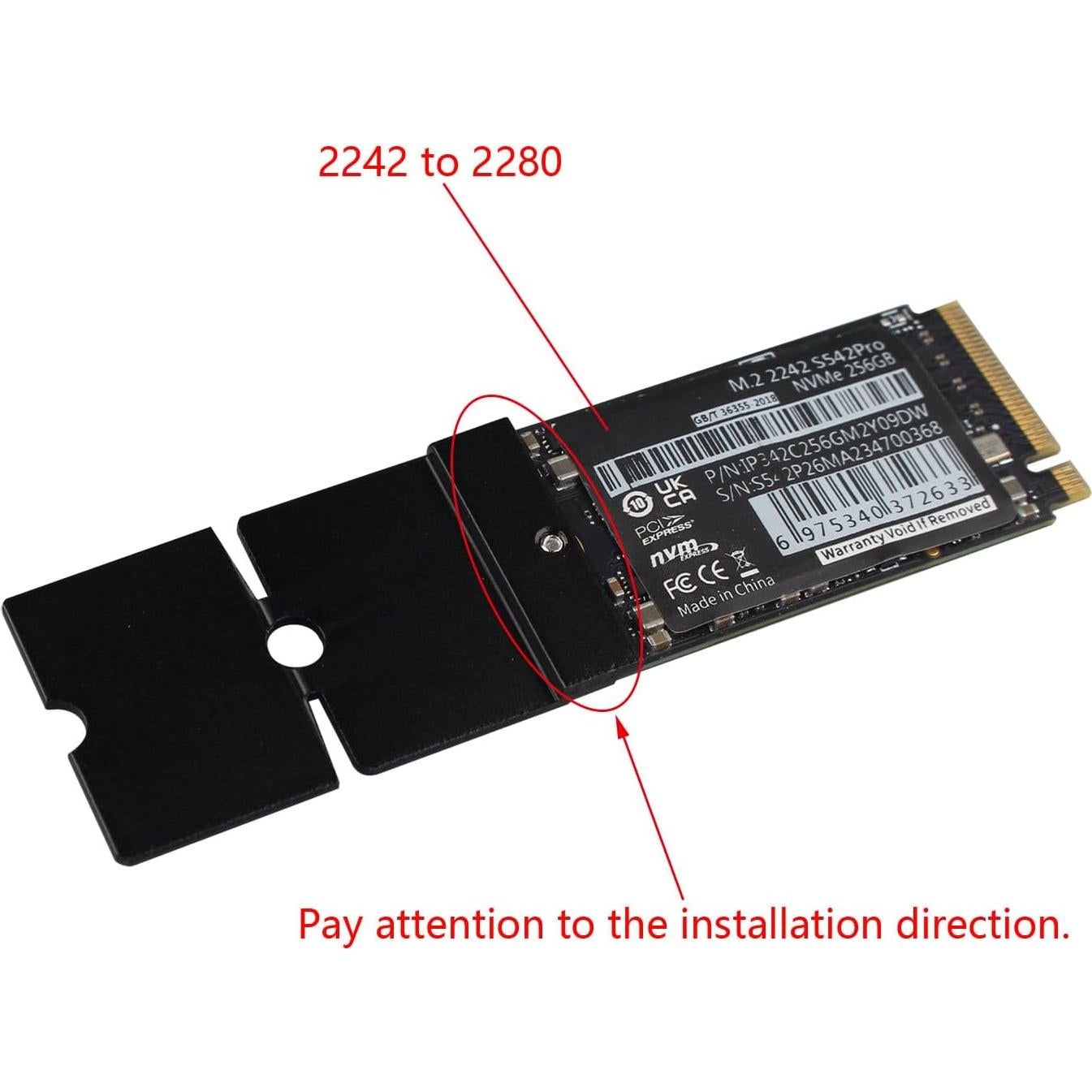 Adaptador M.2 NGFF NVMe SSD 2242 a 2280 ZDE - 2 Piezas