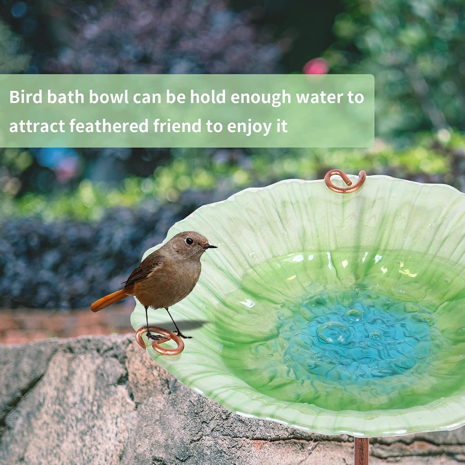 MUMTOP Fuente para Aves de Vidrio 66 cm con Estaca Metal Verde