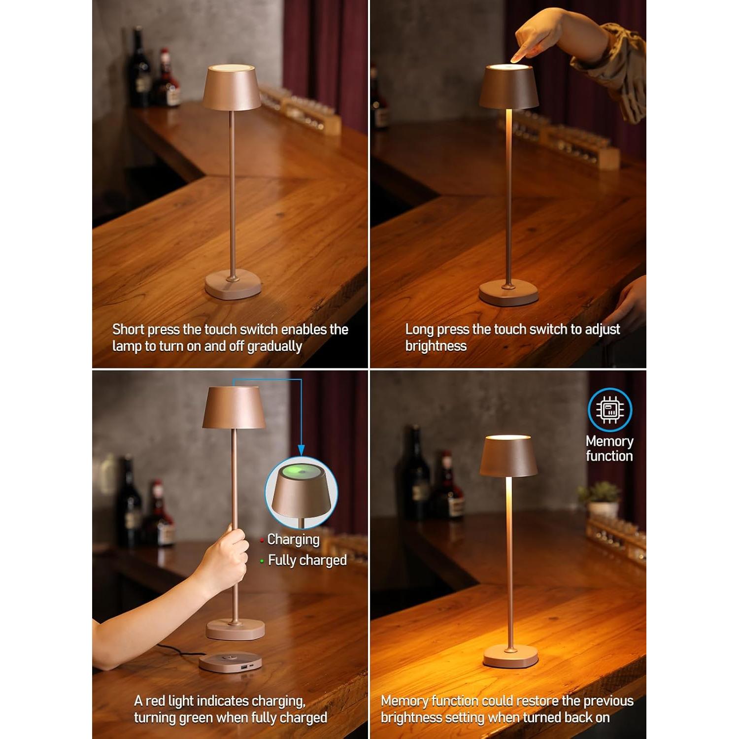 Lámpara de Mesa Inalámbrica TORCHSTAR 4000mAh Marrón