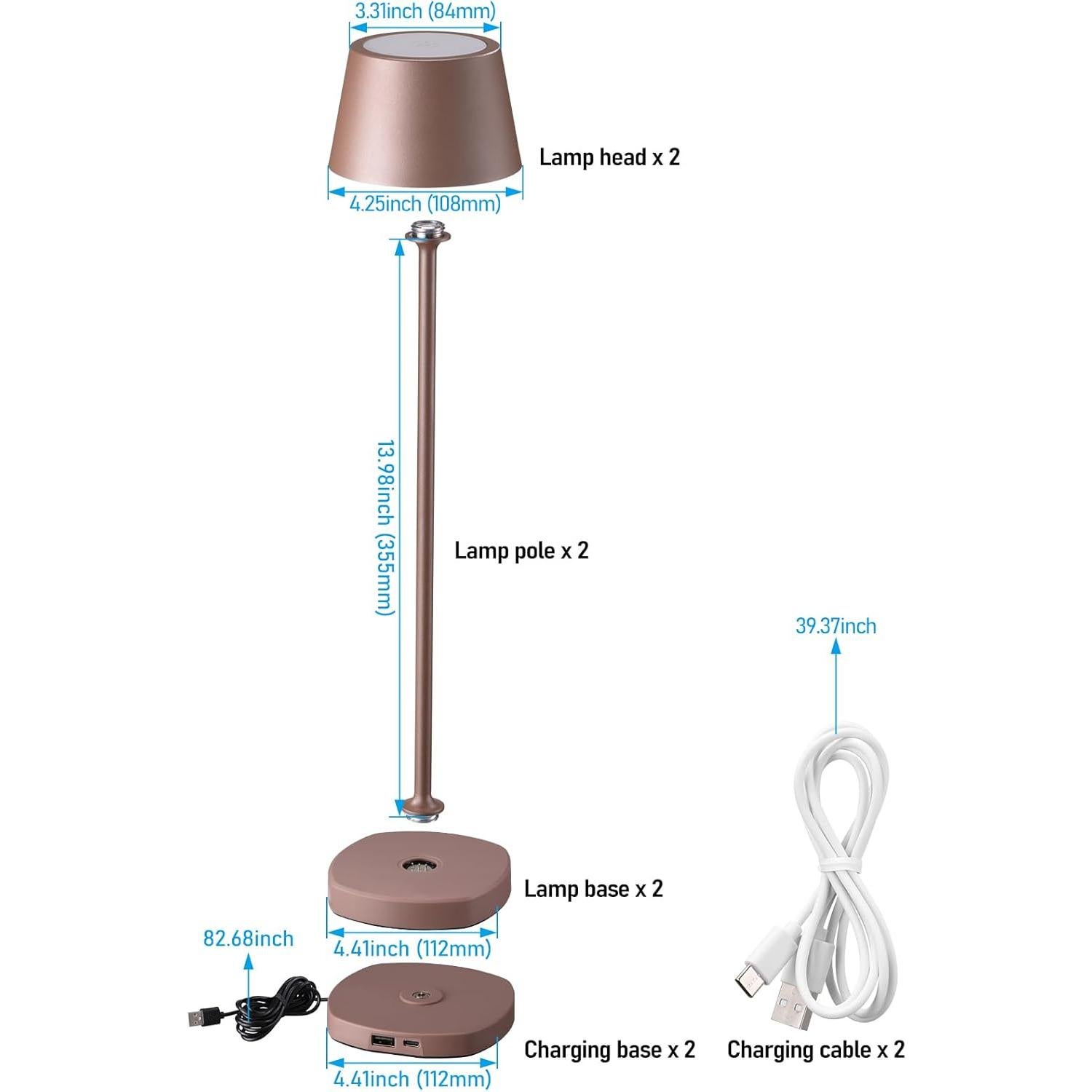 Lámpara de Mesa Inalámbrica TORCHSTAR 4000mAh Marrón