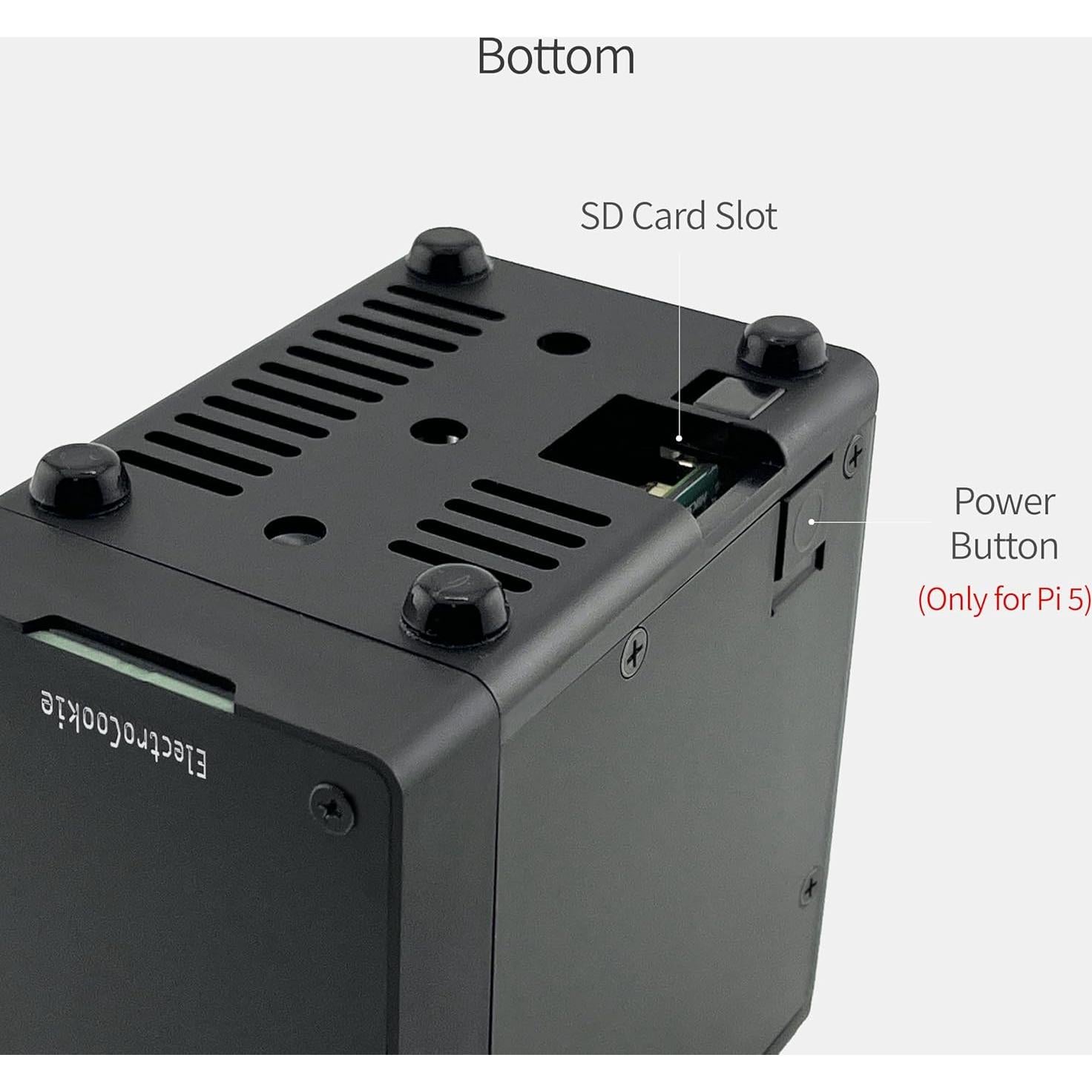 Caja Mini PC ElectroCookie para Raspberry Pi 5 con HAT M.2 NVMe
