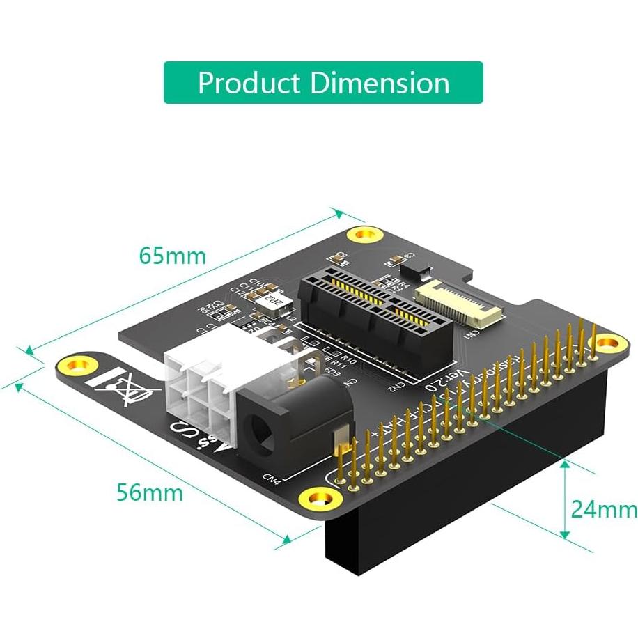 Adaptador PCI-E 1x Mustpoint con Alimentación 12V para Raspberry Pi