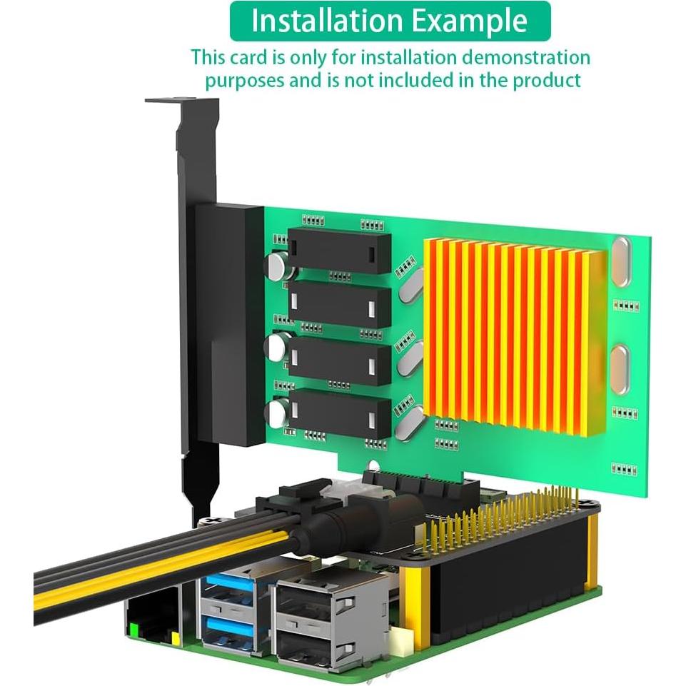 Adaptador PCI-E 1x Mustpoint con Alimentación 12V para Raspberry Pi