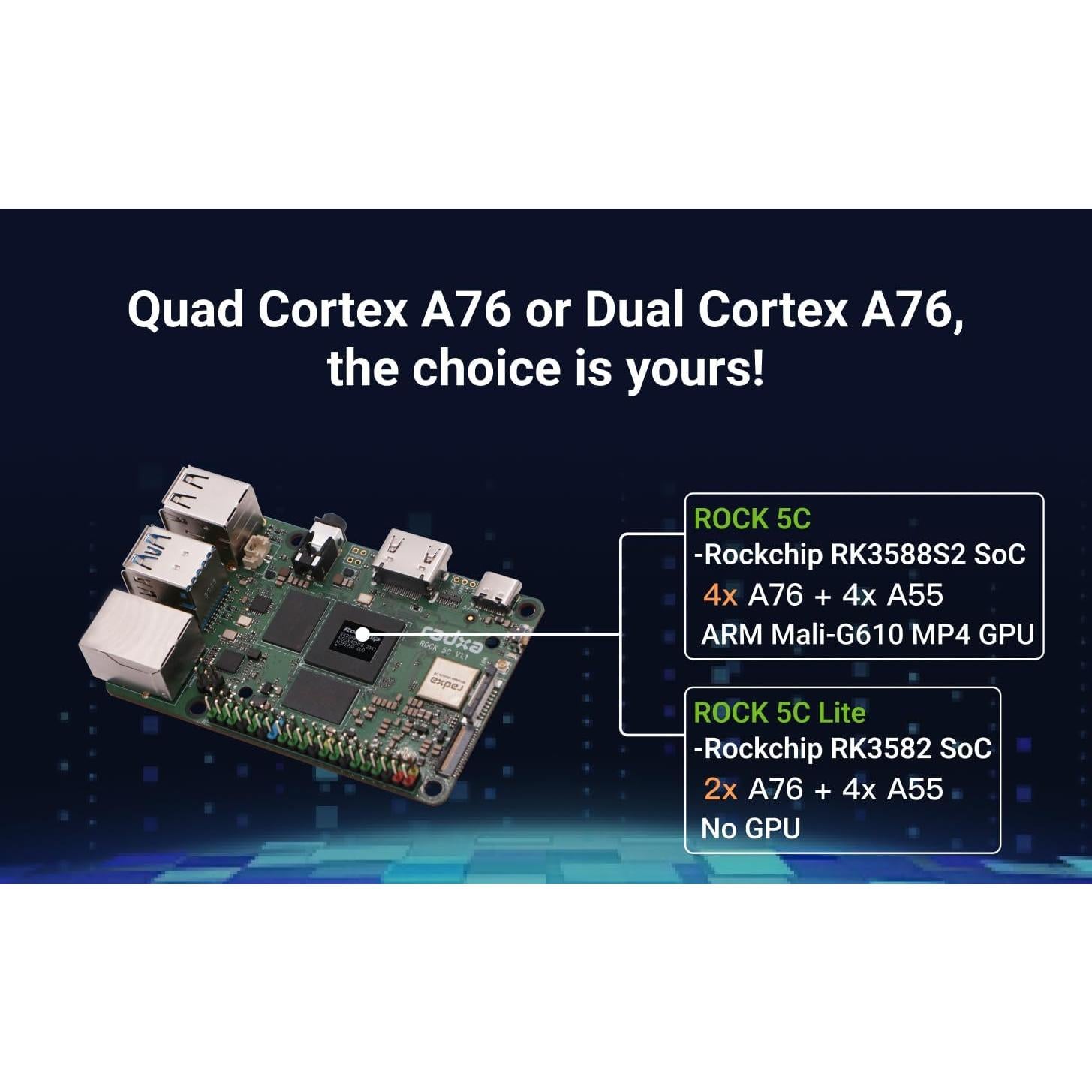 Computadora de Placa Única Radxa ROCK 5C 4GB - HDMI 8K, NPU