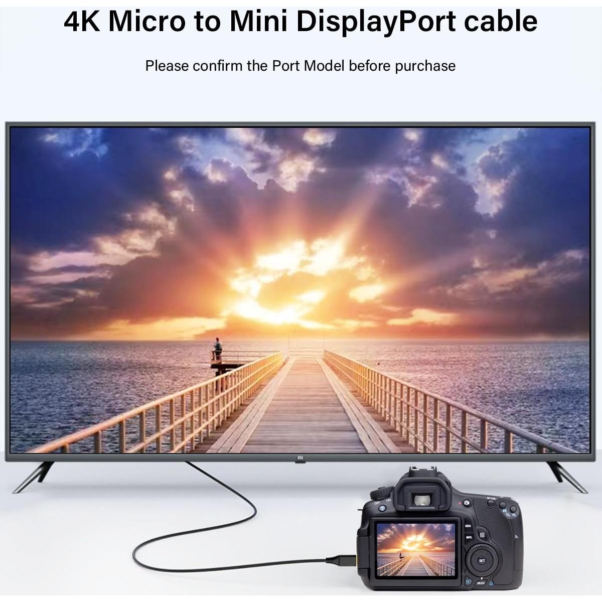 Cable Micro HDMI a Mini DP 4K 1.83m KOMGILK Ultra Alta Velocidad