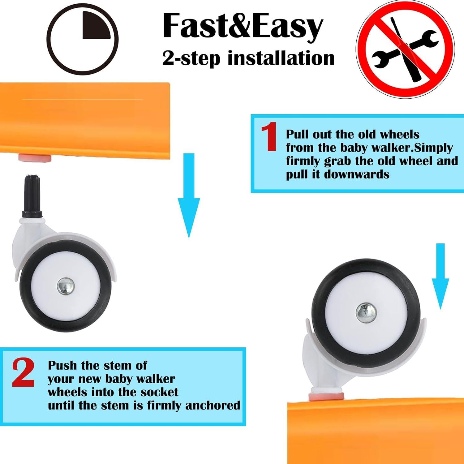 Juego de 4 Ruedas de Repuesto para Andador de Bebé - BAYWYI