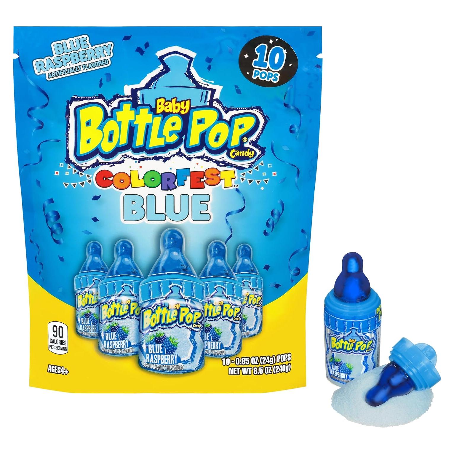 Chupetines Baby Bottle Pop Colorfest Azul 10 Unidades Frambuesa