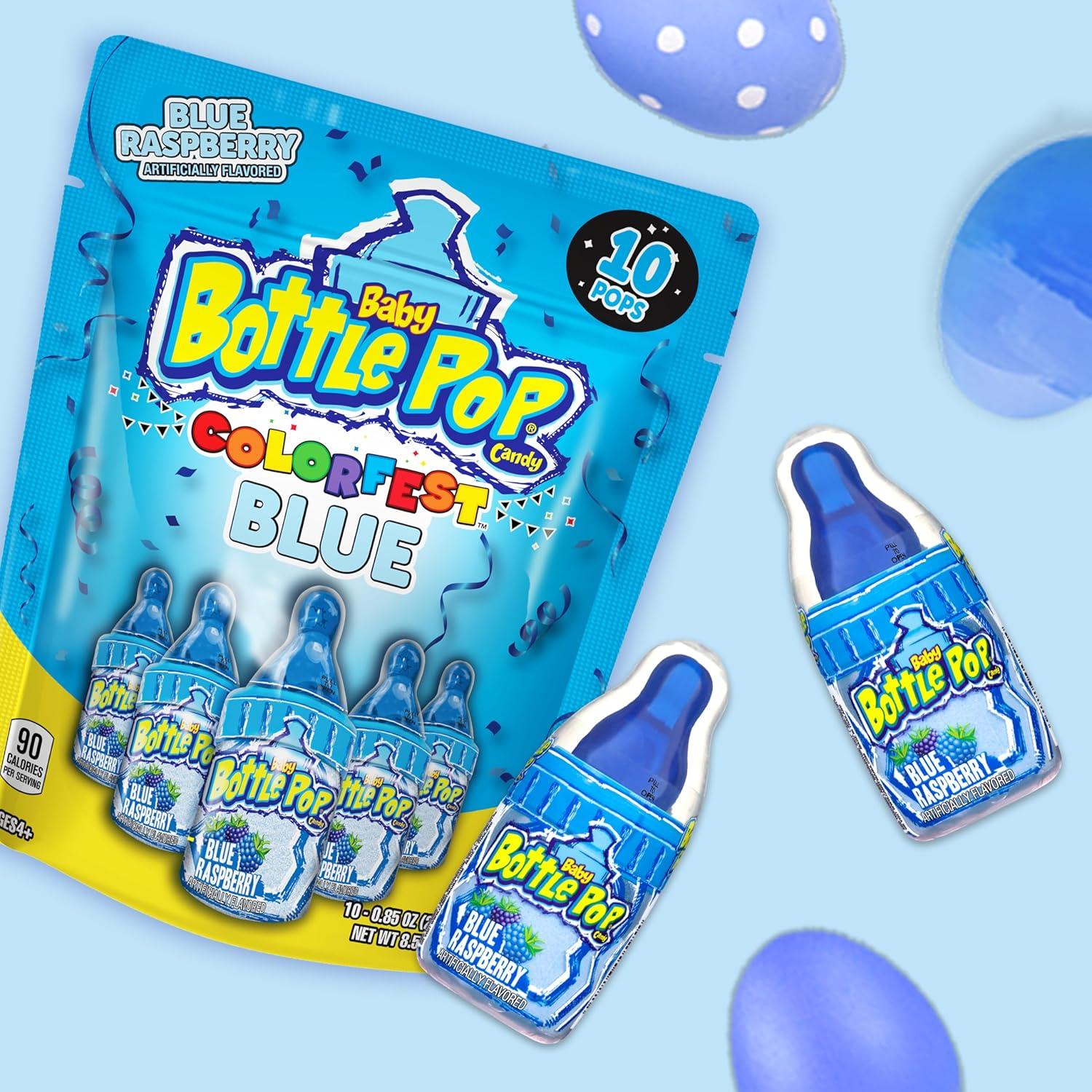 Chupetines Baby Bottle Pop Colorfest Azul 10 Unidades Frambuesa
