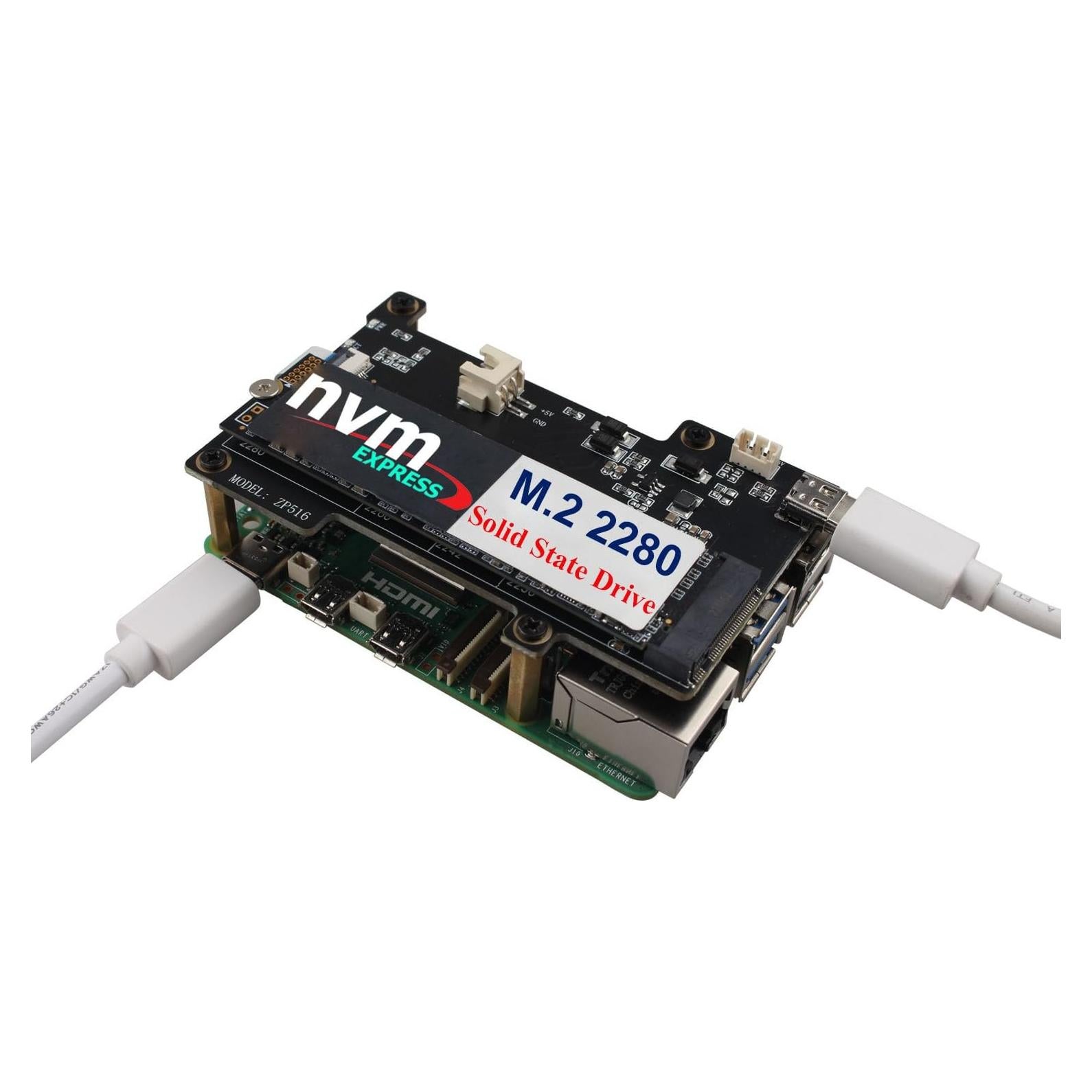 Placa Periférica PCIe M.2 NVMe ZDE ZP516 para Raspberry Pi 5