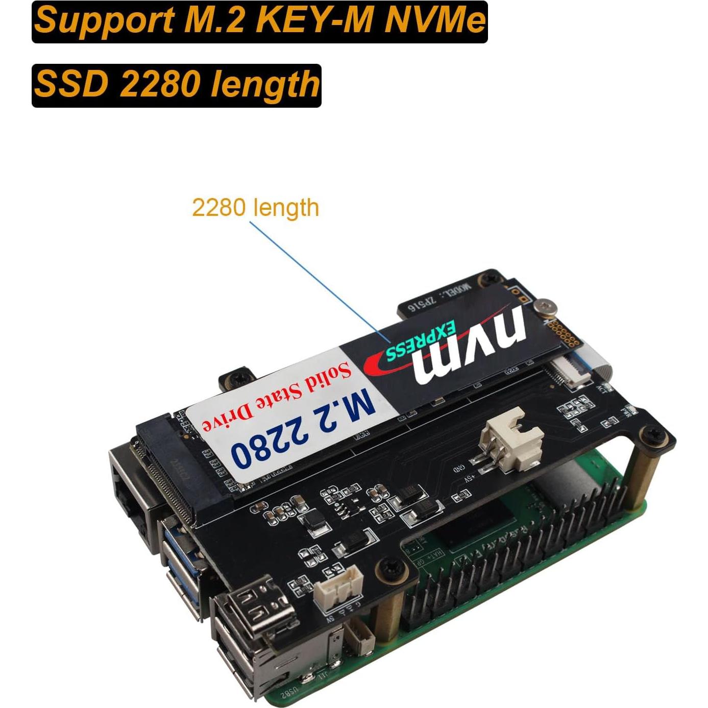 Placa Periférica PCIe M.2 NVMe ZDE ZP516 para Raspberry Pi 5