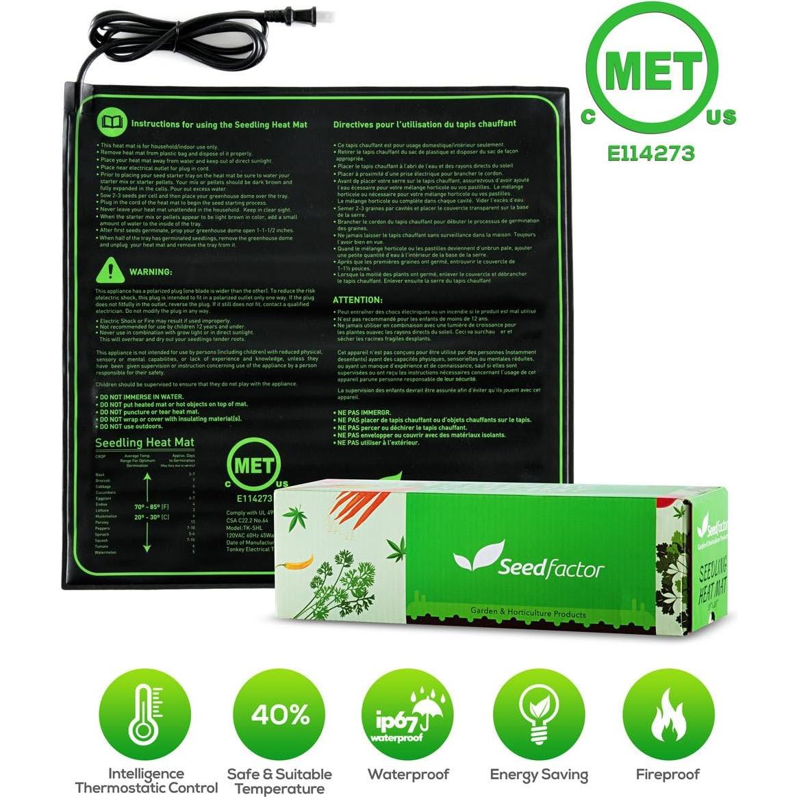 Alfombrilla Térmica Seedfactor 50,8x50,8 cm para Plántulas