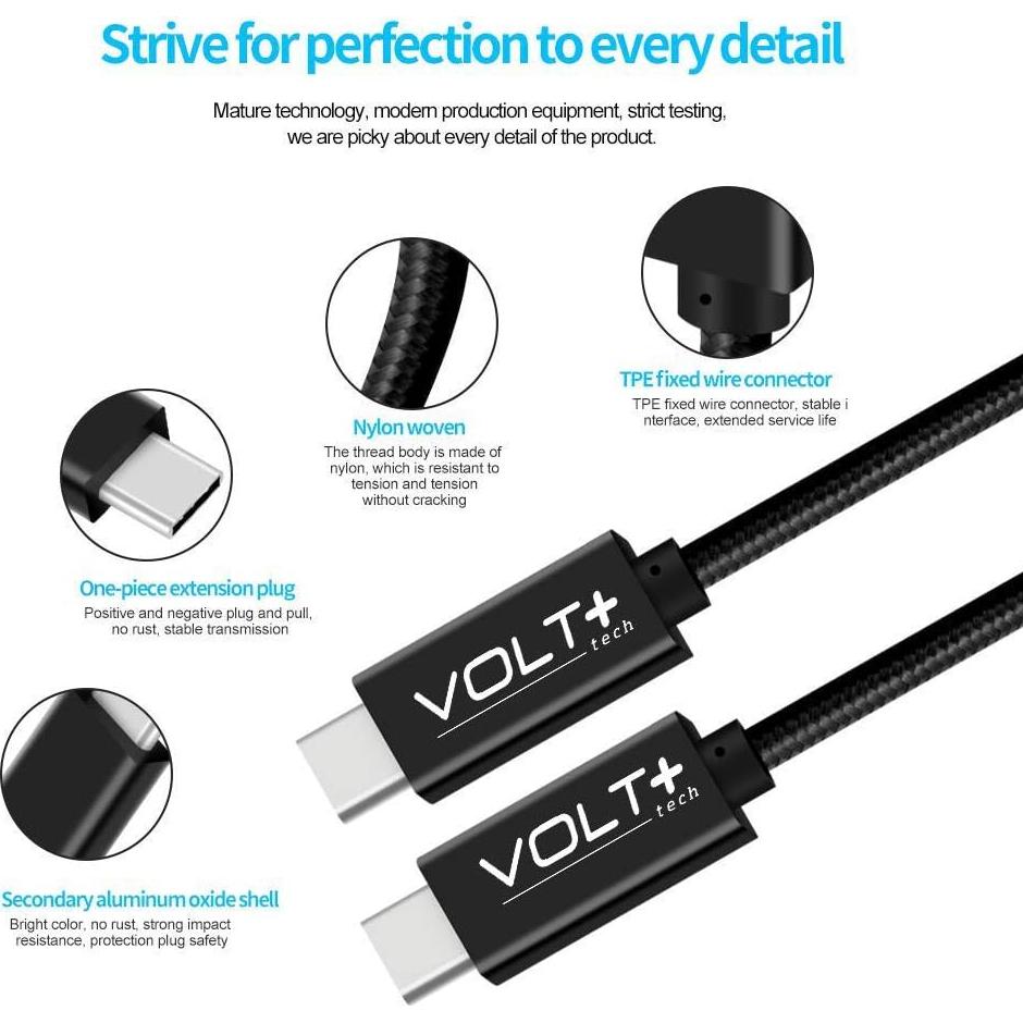 Cable USB-C DUAL PD 100W Volt Plus Tech 1.2m para Raspberry Pi