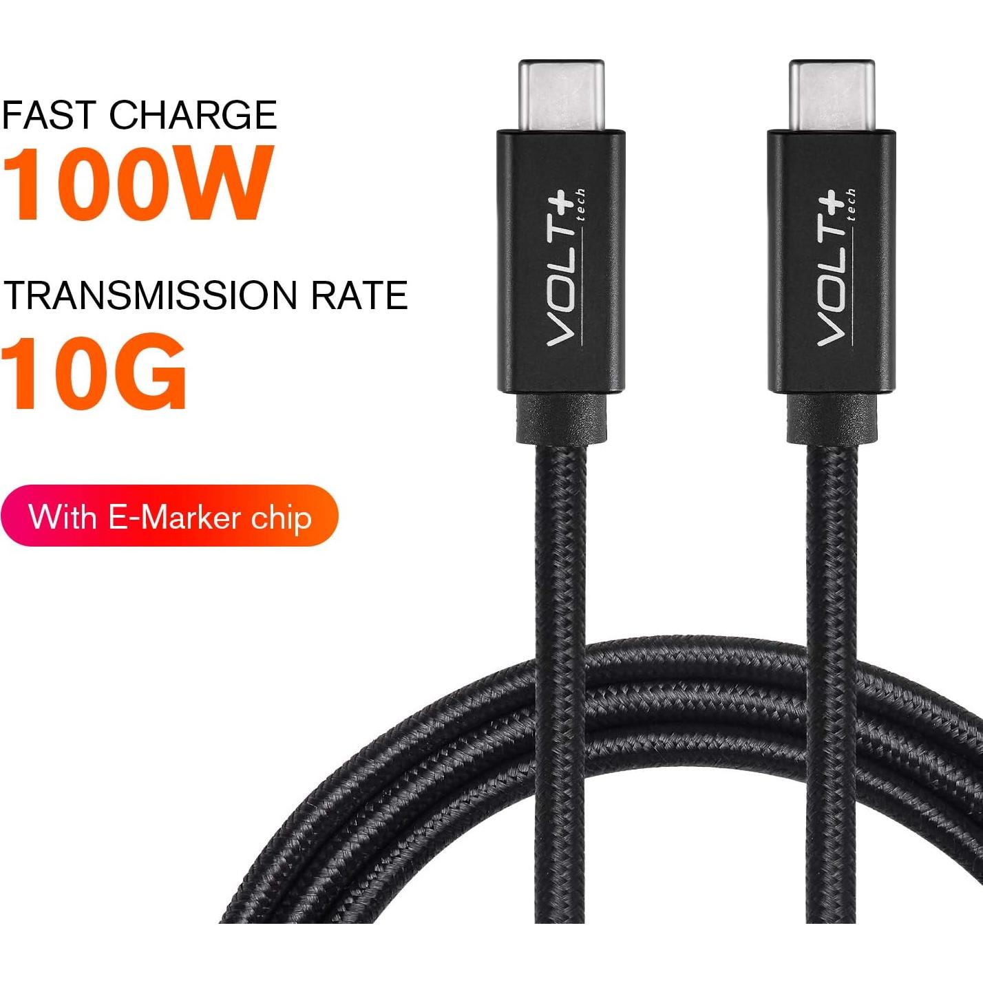 Cable USB-C DUAL PD 100W Volt Plus Tech 1.2m para Raspberry Pi