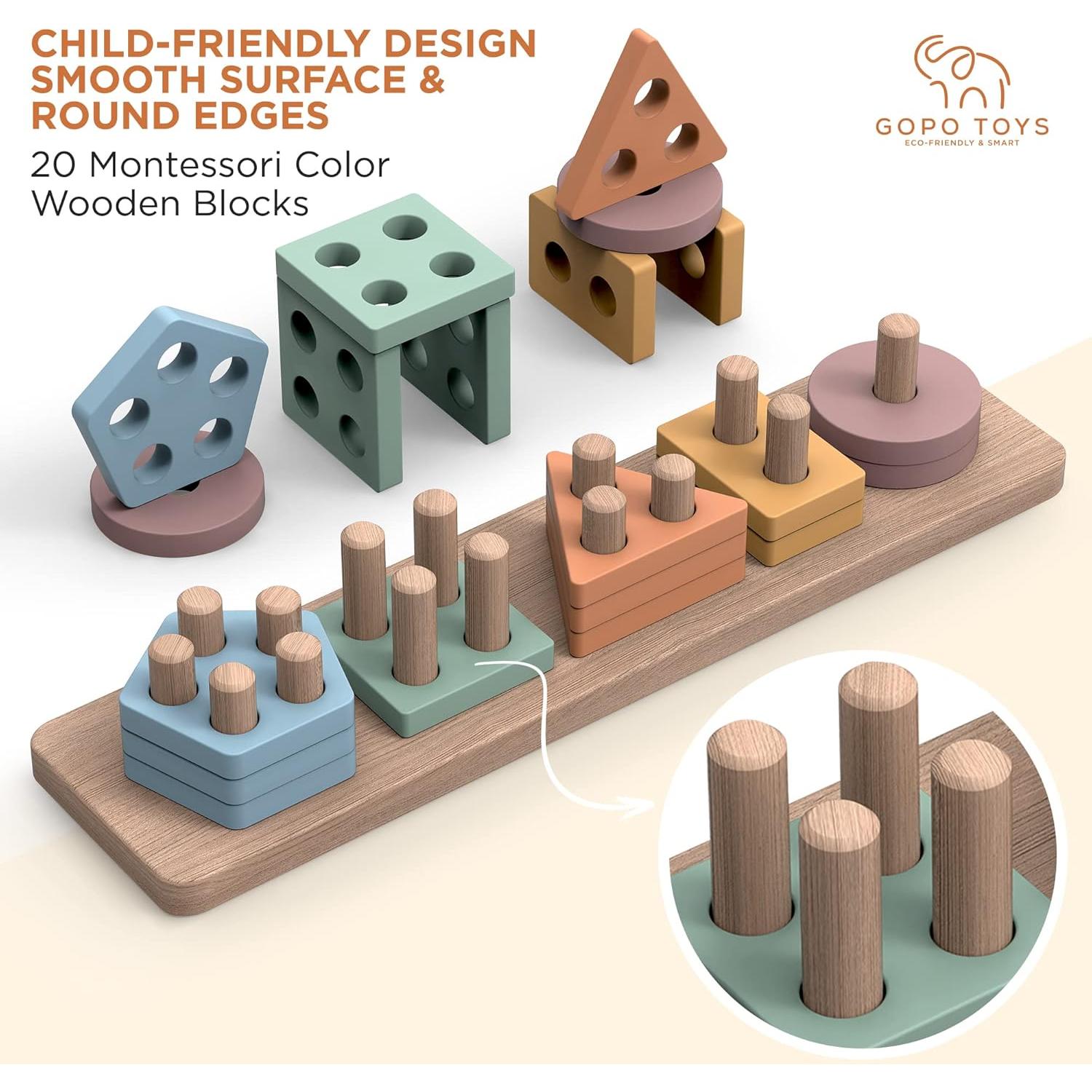 Juguete Montessori GOPO TOYS Clasificador de Formas 20 Piezas