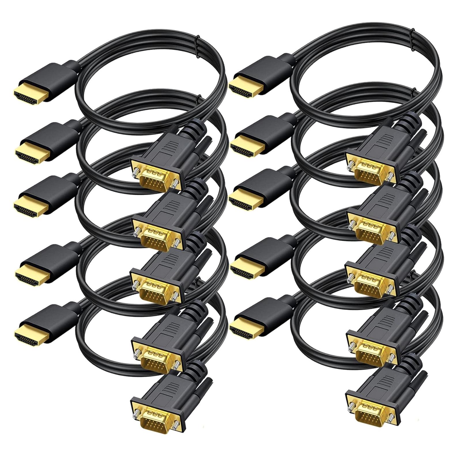 Cable HDMI a VGA 1.83 m UV-CABLE Paquete de 10 Macho a Macho