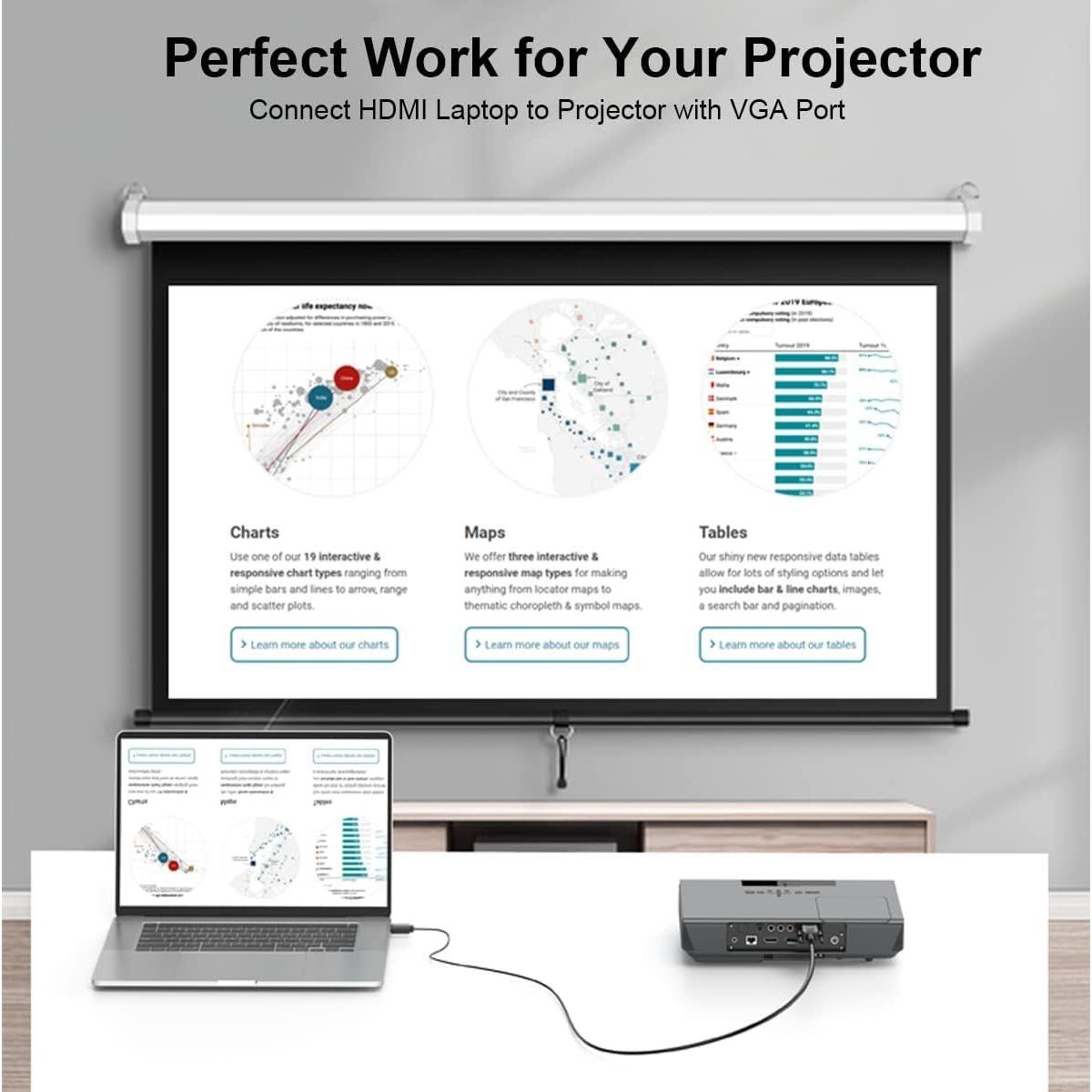Cable HDMI a VGA 1.83 m UV-CABLE Paquete de 10 Macho a Macho