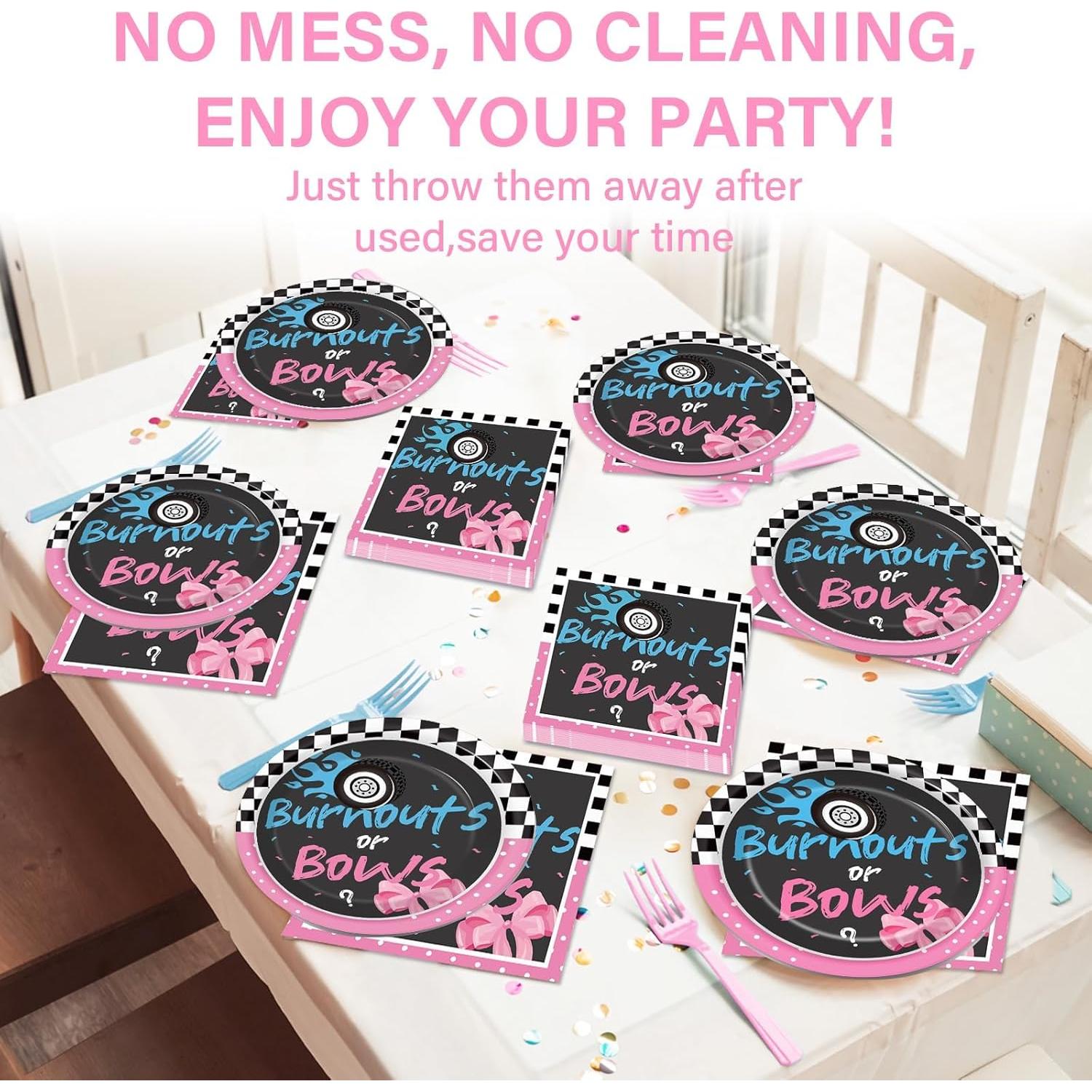 Vajilla Desechable Qyeahkj para Revelación de Género 50 Invitados