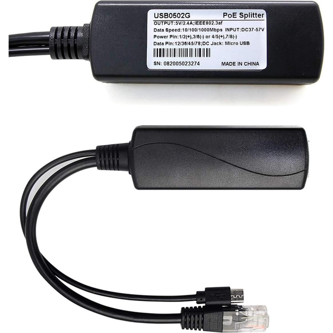 Divisor PoE Micro USB REVODATA 5V 2.4A Gigabit 10/100/1000Mbps