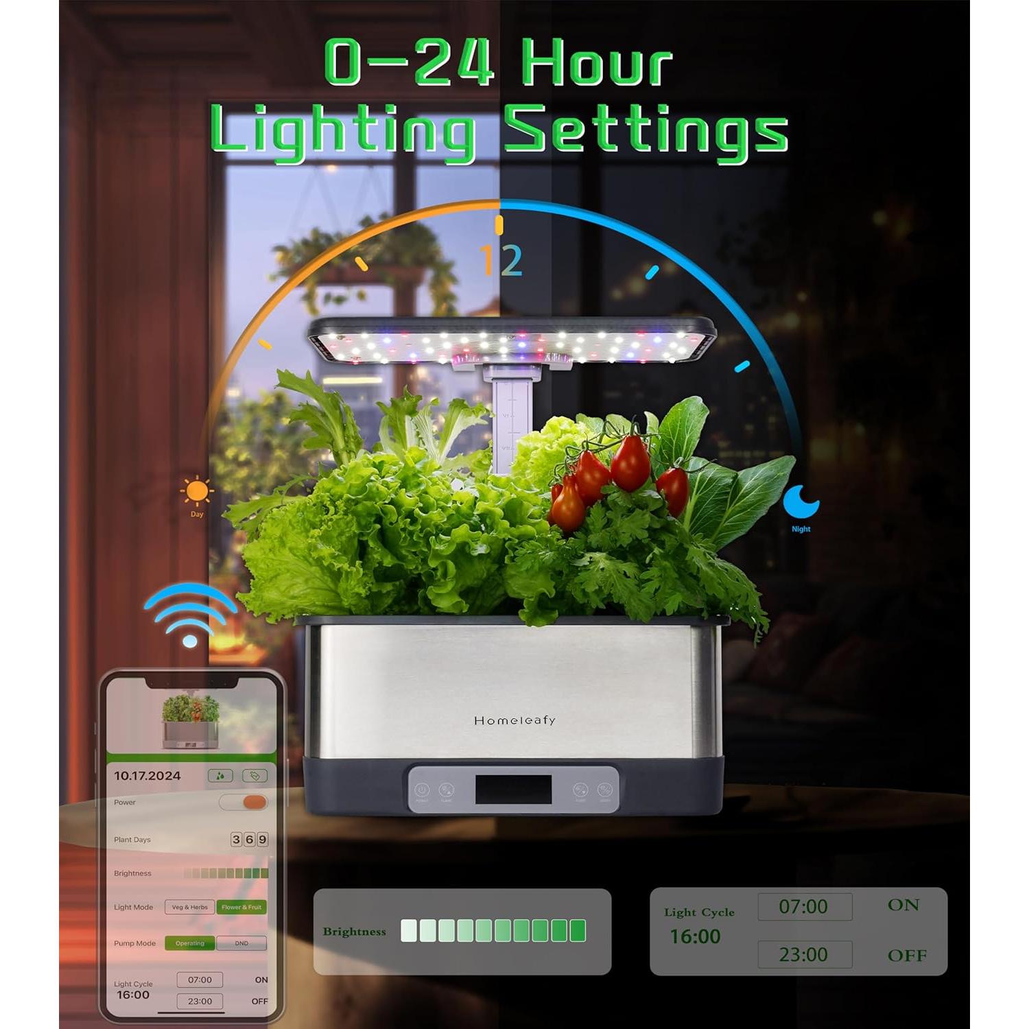 Sistema Hidropónico Homeleafy 8-Pods Jardín Interior LED